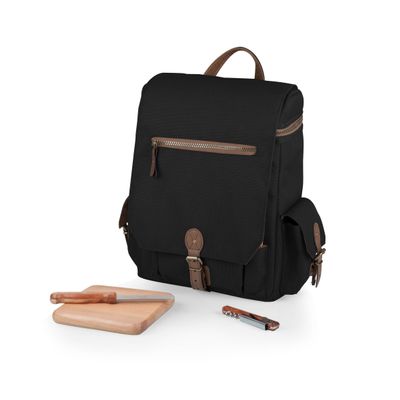Picnic TIME Moreno 3-Bottle Wine & Cheese Tote, Luxury 3 Bottle Insulated Wine Bag Set with Cheese Board, Knife, & Corkscrew, Adjustable PaddedStrap, and Pockets, Romantic Kit for Couples, (Black)