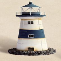 HS Decorative Rustic Blue & White Tin Lighthouse Nautical Candle Holder