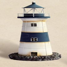 HS Decorative Rustic Blue & White Tin Lighthouse Nautical Candle Holder