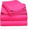 Egyptian Cotton Bedding Hot Pink Solid 6 Pieces Queen Bed Sheet Set 100% Egyptian Cotton, Sateen Solid, 20 Inches Deep Pocket view 1