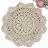 Creative Linens 6PCS 12" Round Crochet Lace Doily Beige 100% Cotton Handmade, Set of 6 Pieces view 1