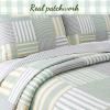 Cozy Line Home Fashions Green Yellow Blue Plaid Striped Real Patchwork 100% Cotton, Reversible Coverlet, Bedspread, Quilt Bedding Set (Green Patchwork, King - 3 Piece) view 2