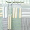 Cozy Line Home Fashions Green Yellow Blue Plaid Striped Real Patchwork 100% Cotton, Reversible Coverlet, Bedspread, Quilt Bedding Set (Green Patchwork, King - 3 Piece) view 3