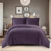 Royal Hotel Bedding Plush Velvet Queen Size Quilt, Purple 92x96 Inches Coverlet 3pc Set, Oversized Luxury 100% Velvet Quilt Queen Purple view 1