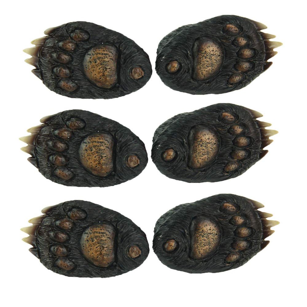 De Leon 6PC Set (3 pks of 2pcs) Animal Tracks Rustic Black Bear Paw Drawer Pulls