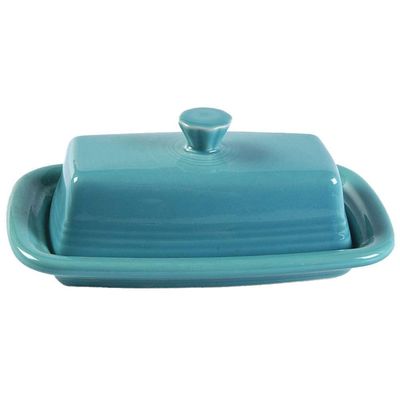 Fiesta Covered Butter Dish XL, 8"  Durable Ceramic, Lead-Safe, Dishwasher/Microwave/Oven Safe  Made in USA Dinnerware - Turquoise