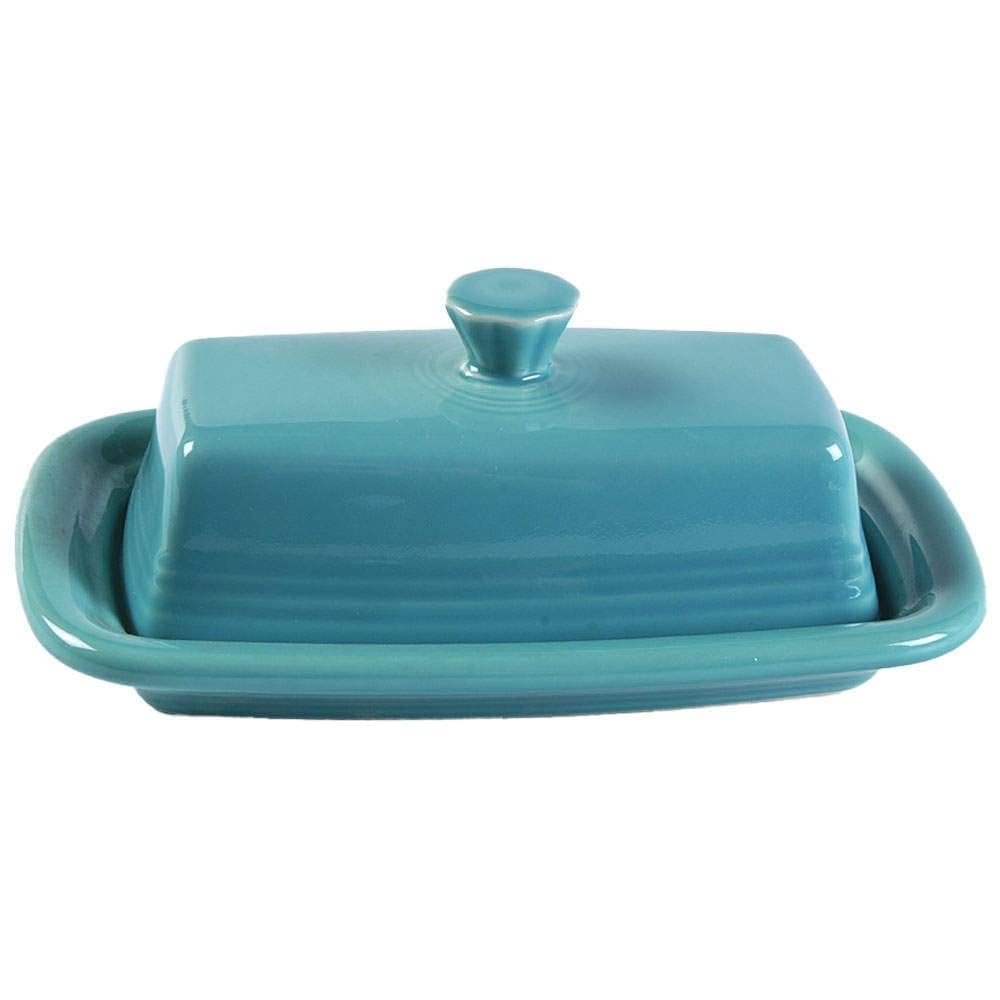 Fiesta Covered Butter Dish XL, 8" Durable Ceramic, Lead-Safe, Dishwasher/Microwave/Oven Safe Made in USA Dinnerware - Turquoise