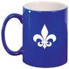 Fleur de lis Ceramic Coffee Tea Mug Cup Blue view 1