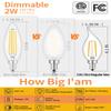 CRLight Dimmable 2W 2500K LED Candelabra Bulb - Warm White 25W Eqv 250LM E12 CA11 Antique Flame Shape Clear Glass, Vintage Chandelier Light, 8-Pack view 2