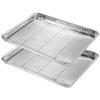 Baking Sheet with Cooling Rack Set (2 Pans + 2 Racks), Yododo Stainless Steel Baking Pan Cookie Sheet Cookie Pan with Rack, Size 16 x 12 x 1 Inch, Mirror Finish & Non Toxic & Heavy Duty & Easy Clean view 1