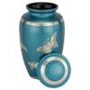 Classic Engraved Butterfly Cremation Urn for Ashes in Blue, Brass, Blue Urn, Adult Sized Cremation Urn, 9.875 Inches High view 3