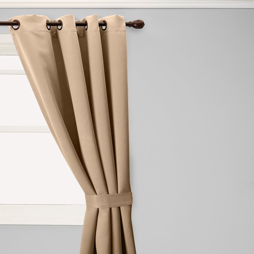 Best Home Fashion Thermal Insulated Blackout Curtains - Antique Bronze Grommet Top - Wheat - 52"W x 120"L - (Set of 2 Panels)