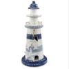 Puzzled COTA Global Large Blue White and Blue Stripes Wooden Lighthouse Decor - Cute Nautical Theme Decor Lighthouse with White Starfish Decor and Hanging Fish Decorative Ornaments - 4.5x11 Inches view 1