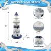Puzzled COTA Global Large Blue White and Blue Stripes Wooden Lighthouse Decor - Cute Nautical Theme Decor Lighthouse with White Starfish Decor and Hanging Fish Decorative Ornaments - 4.5x11 Inches view 2