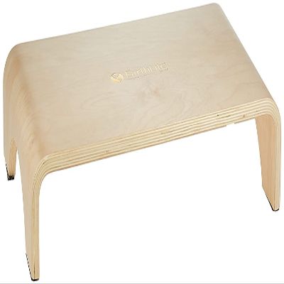 EarthLite Wooden Step Stool - 4'' High, Large Surface, Strong & Stable Bed Step, Foot Stool, Massage Step-Up