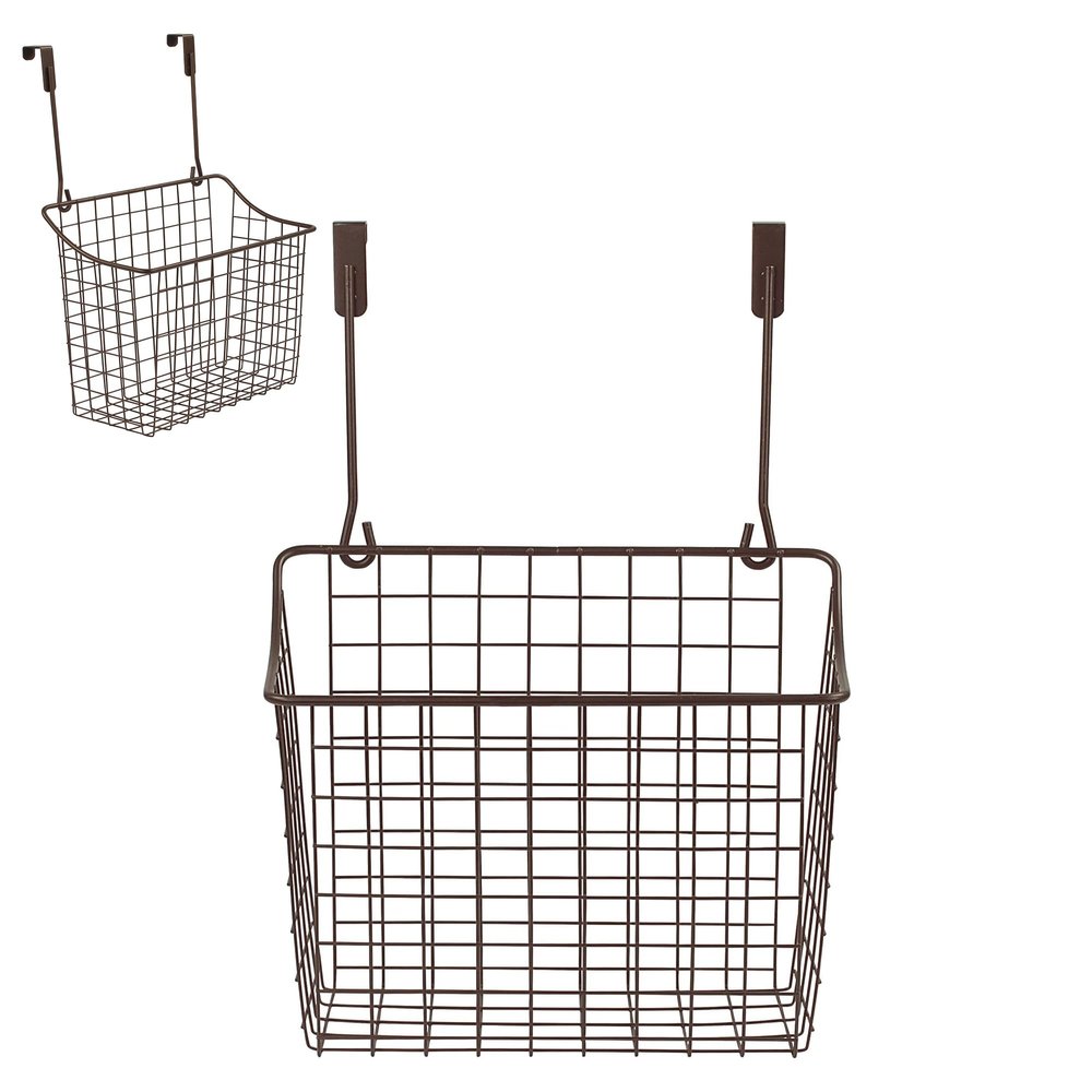 Spectrum Large Over Cabinet Door Organizer Bronze Wire Storage Basket for Kitchen Bathroom, Steel Hanging Cabinet Storage Organizer Basket Design Fits 0.75 Inch Cabinet Doors