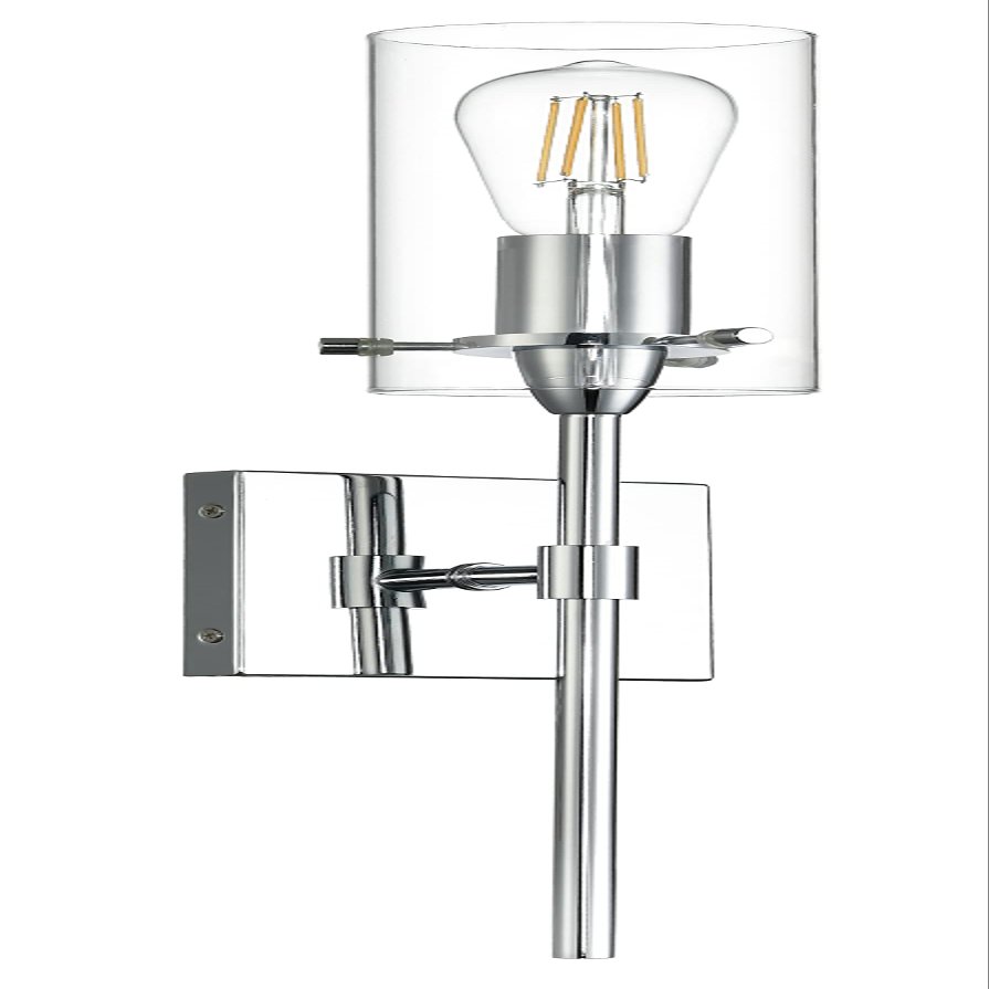 Chrome Wall Sconce Light Fixture, Indoor Glass Bathroom Sconce Wall Lighting
