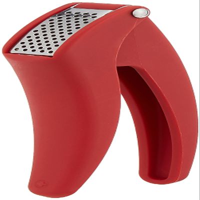 Kuhn Rikon Easy-Clean Garlic Press, No Need to Peel, 7 Red