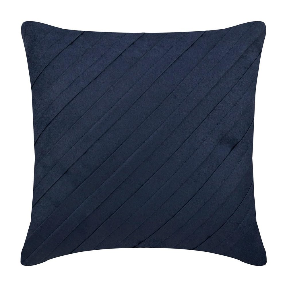 The HomeCentric Euro Pillows, Navy Blue Euro Shams 26x26 inch (65x65 cm) Suede Euro Pillow Cases, Solid Color, Pintucks, Textured, Striped, Contemporary European Sham Covers - Contemporary Navy
