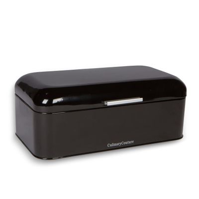 Culinary Couture Extra Large Black Bread Box for Kitchen Countertop - Holds 2 Loaves - 16.5" x 9" x 6.5" - Stainless Steel Vintage Bread Boxes for Kitchen Counters