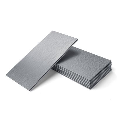 Art3d 100-Pieces Peel and Stick Tile Kitchen Backsplash Metal Wall Tiles, Brushed Aluminium Subway