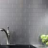 Art3d 100-Pieces Peel and Stick Tile Kitchen Backsplash Metal Wall Tiles, Brushed Aluminium Subway view 2
