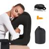 Povinmos Inflatable Travel Pillow, Airplane Neck Pillow for Sleeping, Supports Head and Chin for Airplanes,Trains,Cars and Office Napping with 3D Eye Mask and Earplugs and Portable Drawstring Bag view 2