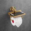 Beelee Bathroom Tissue/Toilet Paper Holder - Solid Brass Wall-Mounted Toilet Roll Holder with Mobile Phone Storage Shelf - Antique Brass Finish view 1