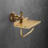 Beelee Bathroom Tissue/Toilet Paper Holder - Solid Brass Wall-Mounted Toilet Roll Holder with Mobile Phone Storage Shelf - Antique Brass Finish view 4
