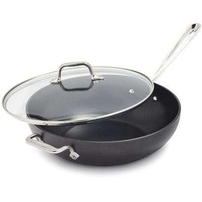 All-Clad HA1 Hard Anodized Nonstick Chef's Pan,12 Inch Induction Oven Broiler Safe 500F, Lid Safe 350F Pots and Pans, Cookware Black