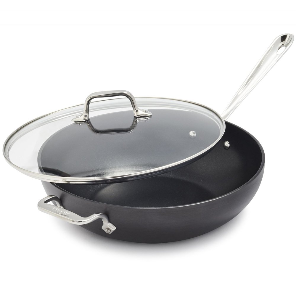 All-Clad HA1 Hard Anodized Nonstick Chef's Pan,12 Inch Induction Oven Broiler Safe 500F, Lid Safe 350F Pots and Pans, Cookware Black