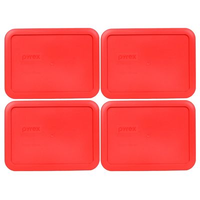 Pyrex 7210-PC 3-Cup Red Food Storage Replacement Lid (4-Pack) - Made in USA