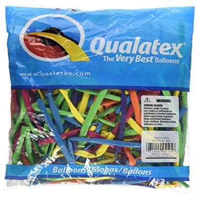 Qualatex 260Q Tropical Assortment Tying Balloons, 60 x 2 x 2 inches (100ct)