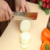 Yoshihiro VG10 16 Layer Hammered Damascus Stainless Steel Nakiri Vegetable Knife 6.5'' (165mm) view 4