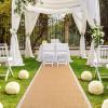 AK TRADING CO. 40" Wide Natural Burlap Wedding Aisle Runner with Ivory Lace - 40" Wide x 15 feet Long view 1