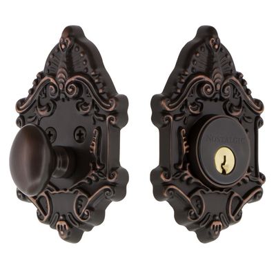 Nostalgic Warehouse Victorian Single Cylinder Deadbolt, Timeless Bronze, Key Lock, 2-3/8"