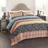Lush Decor Bohemian Stripe Reversible Cotton Quilt Set, 3 Piece Set, King, Turquoise & Orange - Striped Bedding Set - Blue Quilt King Size - Boho Decor view 1