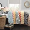 Lush Decor Bohemian Stripe Reversible Cotton Quilt Set, 3 Piece Set, King, Turquoise & Orange - Striped Bedding Set - Blue Quilt King Size - Boho Decor view 2