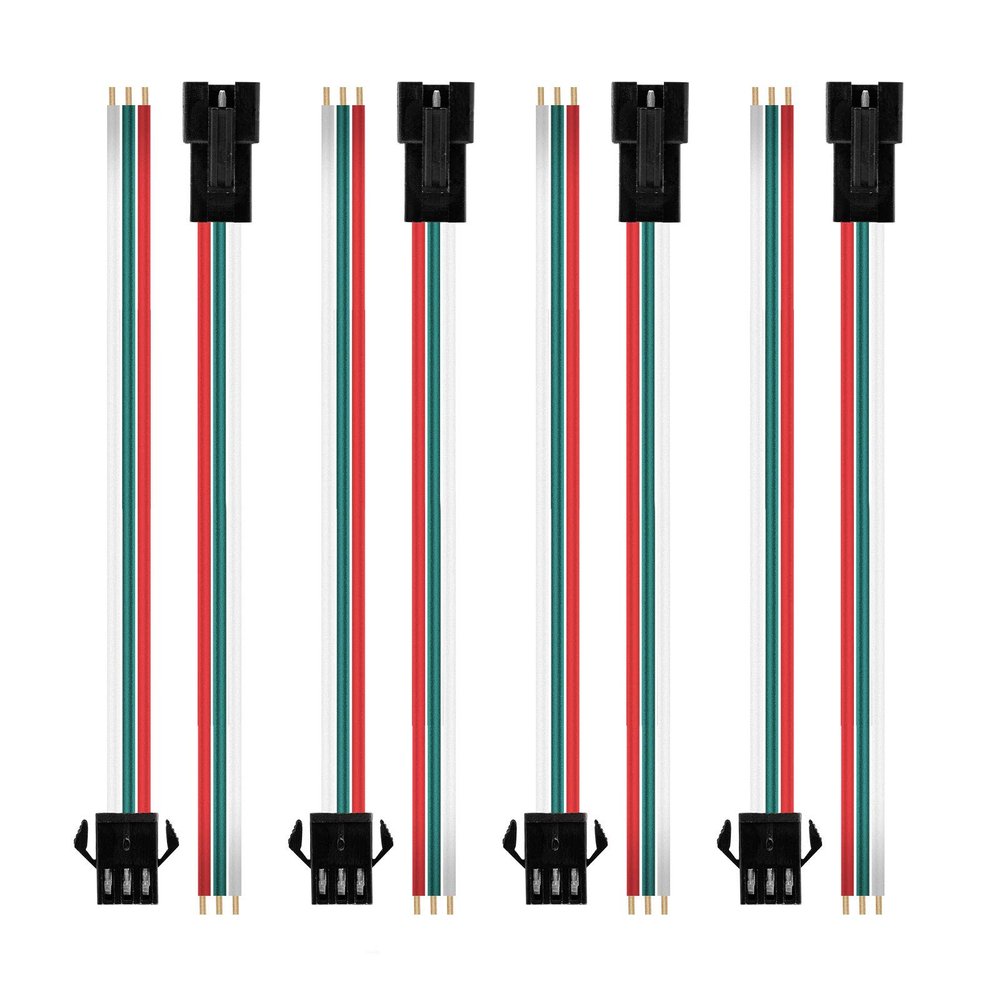 BTF-LIGHTING 20 Pairs JST SM 3 Pin Connectors for WS2812B WS2811 WS2812 WS2814 SK6812 FOCB CCT LED Strip Female Male 15cm 22awg Wire