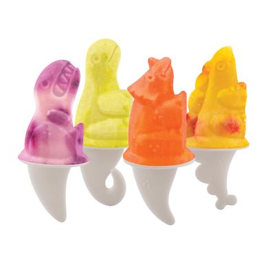 Tovolo Dino Ice Pop Molds Set of 4 Silicone Popsicle Molds with Sticks for Kids, Dishwasher Safe Dinosaur Popsicle Molds for Frozen Treats Snacks, BPA Free Silicone Dino Ice Pop Maker