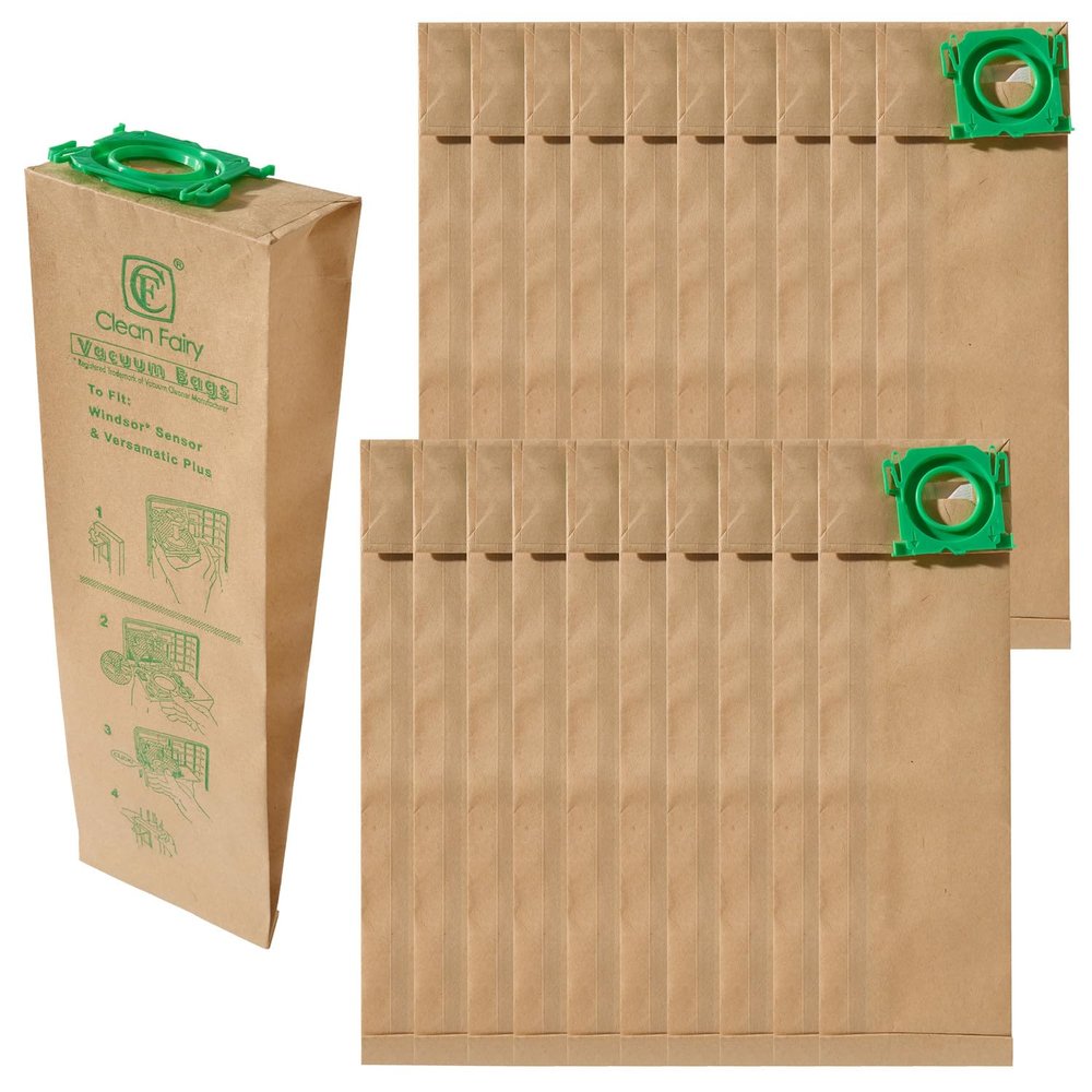 CF Clean Fairy 20pack Vacuum Filter Bags Compatible with Windsor Sensor S12 S15 XP12 XP15 XP18 SR12 SR15 SR18 Versamatic Plus And Sebo C G&X series Replacement for 5300REP