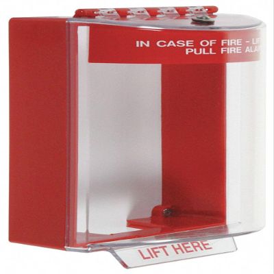 Safety Technology International, Inc. STI-13210FR Universal Stopper, Surface Mount with Conduit Knockouts and Fire Label, Indoor/Outdoor Polycarbonate Protective Cover for Pull Stations or Call Points