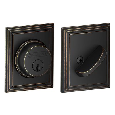 Schlage B60 N ADD 716 Deadbolt with Addison Trim, Keyed 1 Side, Highest Residential Security, Aged Bronze
