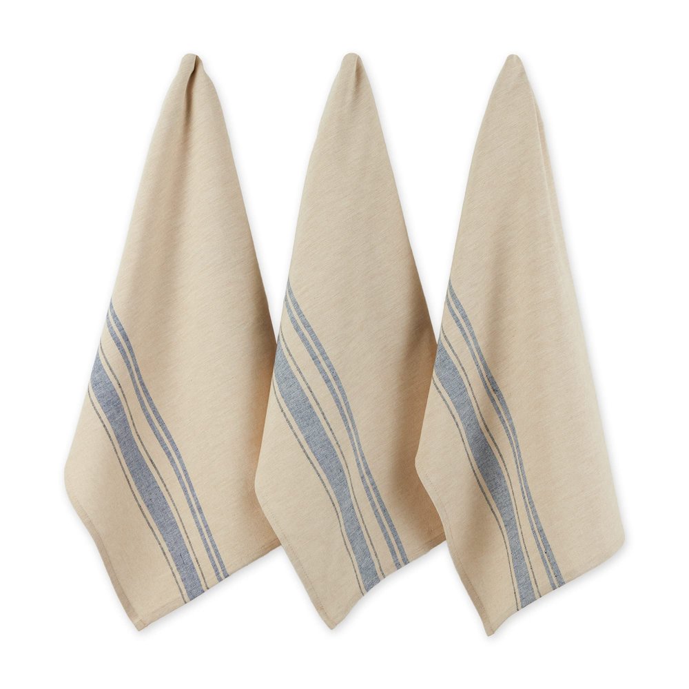 DII French Stripe Dishtowels, Kitchen Collection, 20 x 30 (Set of 3), Nautical Blue