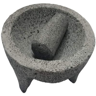 Made in Mexico Genuine Mexican Manual Guacamole Salsa Maker Volcanic Lava Rock Stone Molcajete/Tejolote Mortar and Pestle Herbs Spices Grains 8" Large