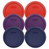 Pyrex 7201-PC 4-Cup (2) Poppy Red, (2) Purple, & (2) Blue Food Storage Replacement Lids - Made in USA view 1