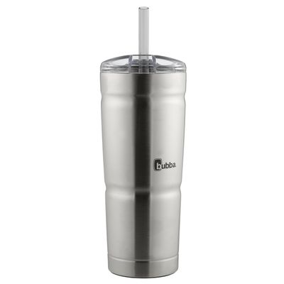 Bubba Envy Stainless Steel Tumbler with Straw, Stainless Steel with Clear Lid, 24oz