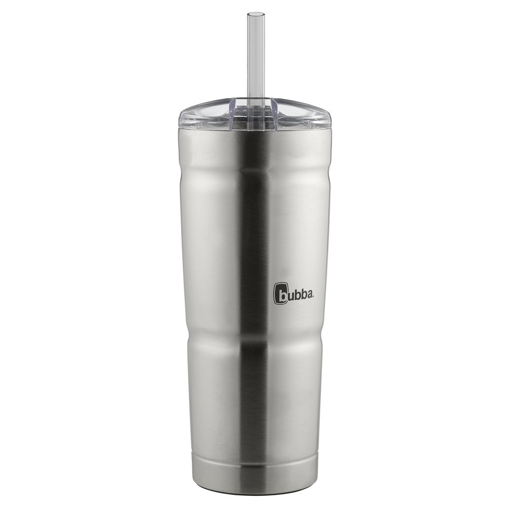 Bubba Envy Stainless Steel Tumbler with Straw, Stainless Steel with Clear Lid, 24oz