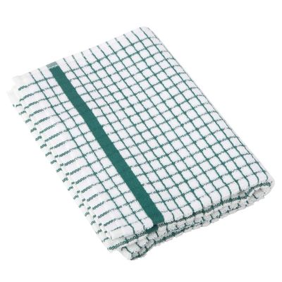1 Dozen Original Lamont Poli-Check Tea Towel Kitchen Dish Towels Poli Dri, 12 Pack (Green)