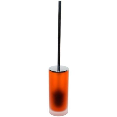 Gedy Tiglio Frosted Glass Toilet Brush Holder with Chrome Handle, Orange